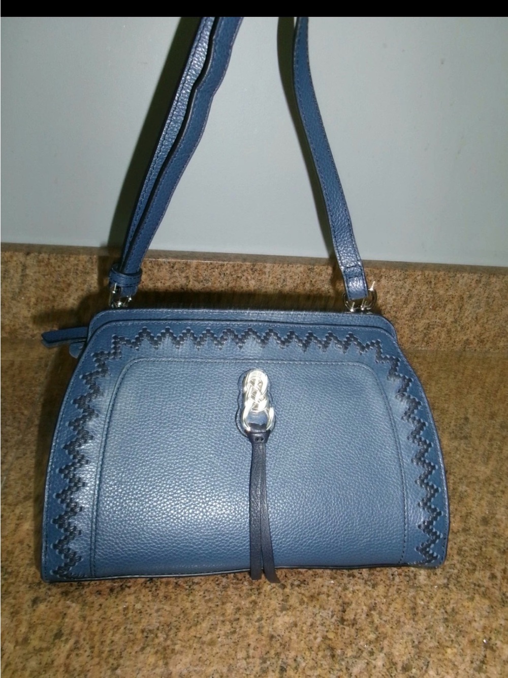 Brighton Interlok Collection Georgina Organizer French Blue Weaved Crossbody